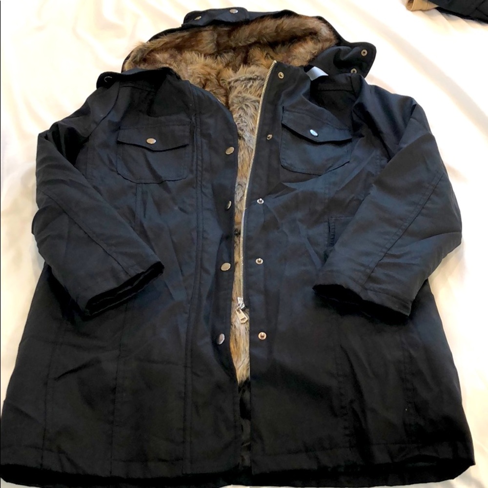 Black Hooded Rain Coat